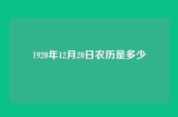 1920年12月20日农历是多少