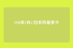 1920年1月17日农历是多少