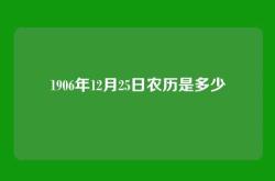 1906年12月25日农历是多少