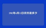 1902年6月11日农历是多少