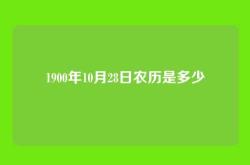 1900年10月28日农历是多少