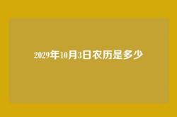 2029年10月3日农历是多少