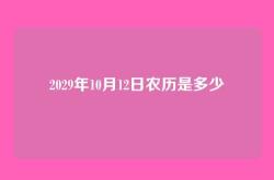 2029年10月12日农历是多少