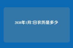 2030年1月7日农历是多少