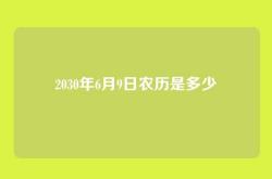 2030年6月9日农历是多少