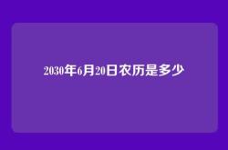 2030年6月20日农历是多少
