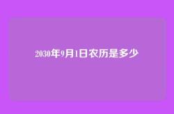 2030年9月1日农历是多少