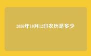 2030年10月12日农历是多少