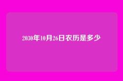 2030年10月26日农历是多少