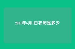 2031年6月1日农历是多少