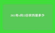 2031年6月23日农历是多少