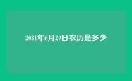 2031年6月29日农历是多少