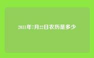 2031年7月22日农历是多少