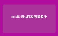 2031年7月26日农历是多少