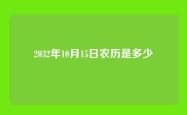 2032年10月15日农历是多少