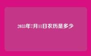 2033年7月11日农历是多少