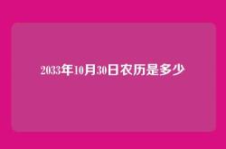 2033年10月30日农历是多少
