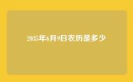 2035年6月9日农历是多少