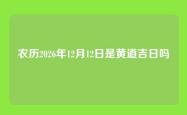 农历2026年12月12日是黄道吉日吗