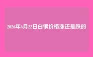 2026年6月22日白银价格涨还是跌的