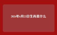 2026年6月23日生肖是什么