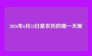 2026年6月23日是农历的哪一天呢