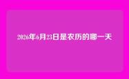 2026年6月23日是农历的哪一天