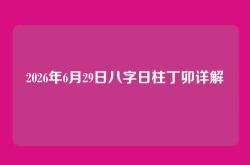 2026年6月29日八字日柱丁卯详解