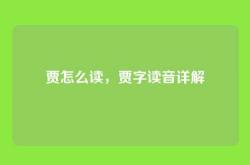 贾怎么读，贾字读音详解