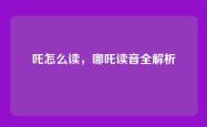 吒怎么读，哪吒读音全解析