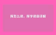 挥怎么读，挥字读音详解