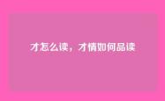 才怎么读，才情如何品读