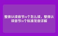 整体认读音节16个怎么读，整体认读音节16个标准发音详解