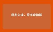 莳怎么读，莳字音韵解