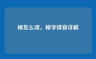 棹怎么读，棹字读音详解