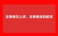 至秦臻怎么读，至秦臻音韵解读