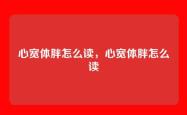 心宽体胖怎么读，心宽体胖怎么读