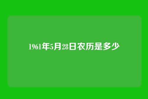 1961年5月28日农历是多少