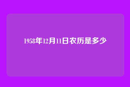 1958年12月11日农历是多少