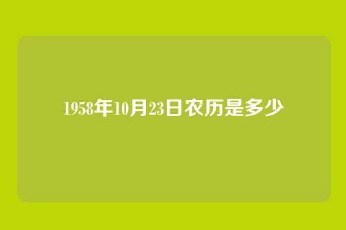 1958年10月23日农历是多少