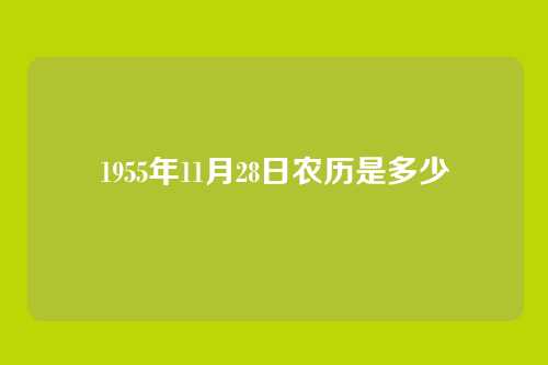1955年11月28日农历是多少