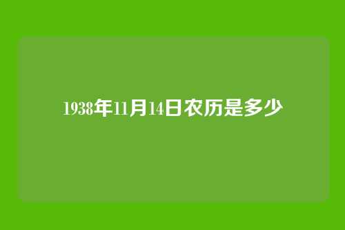 1938年11月14日农历是多少