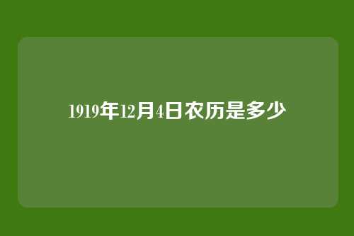 1919年12月4日农历是多少