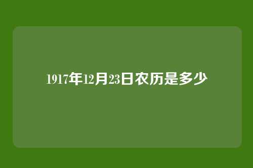 1917年12月23日农历是多少