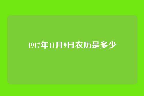 1917年11月9日农历是多少