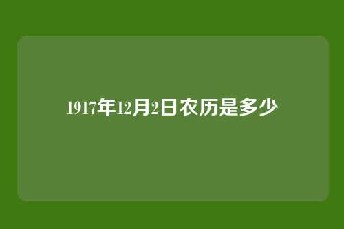 1917年12月2日农历是多少