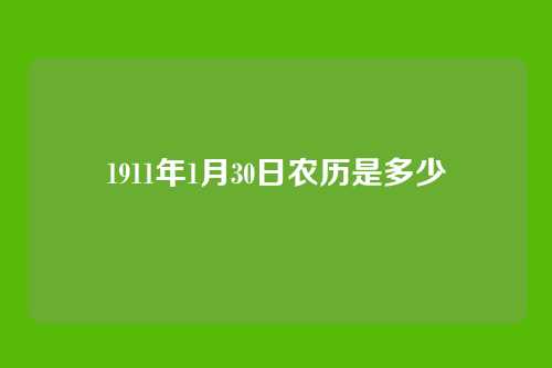 1911年1月30日农历是多少