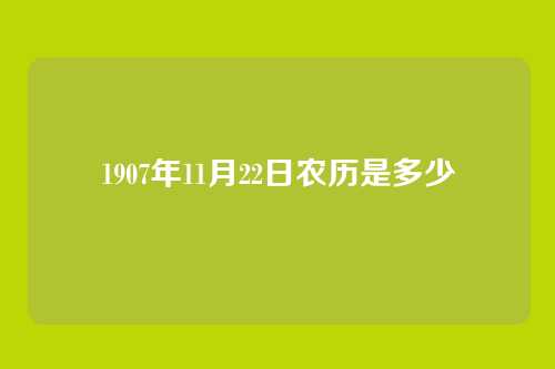 1907年11月22日农历是多少
