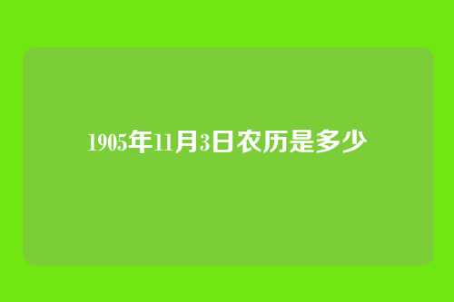 1905年11月3日农历是多少