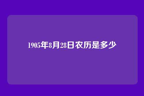 1905年8月28日农历是多少